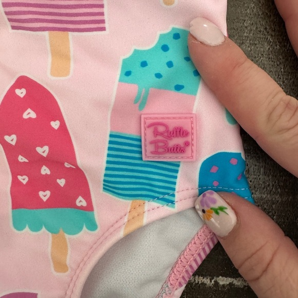 RUFFLE BUTTS Popsicle Bathing Suit Ruffle Detail With Bow Size 6-12 months - Picture 4 of 5
